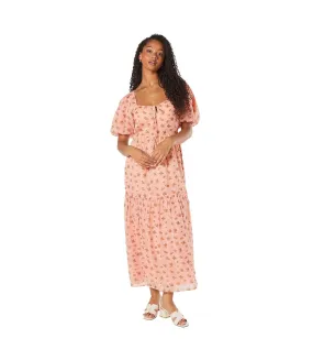 Womens/ladies tiered chiffon front tie tall midi dress pink Dorothy Perkins