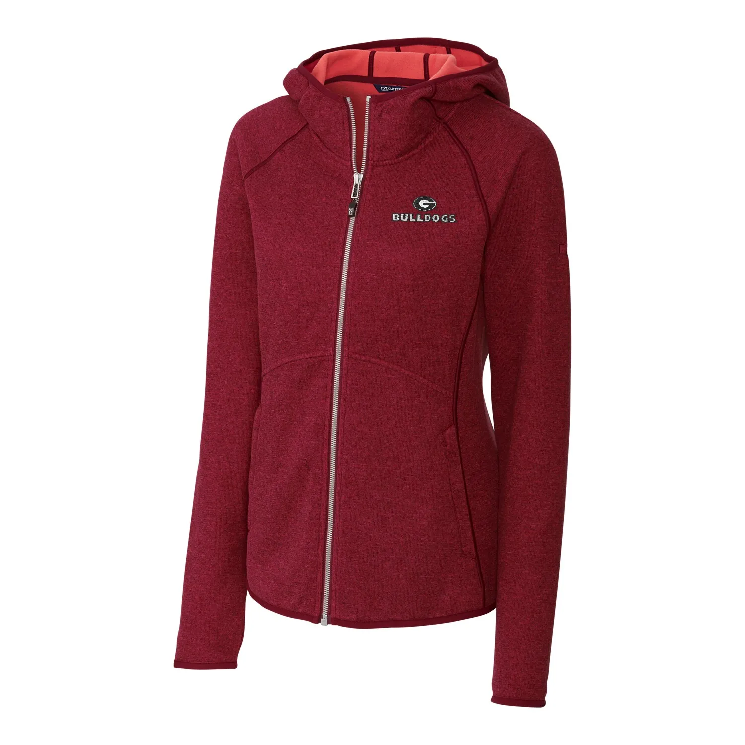 Women's Cutter & Buck Red Georgia Bulldogs Mainsail Hooded Full-Zip Jacket